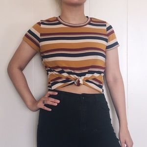 Striped Crew Neck Short Sleeve Top